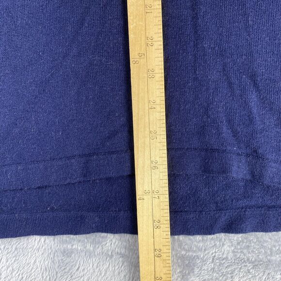 Lilly Pulitzer April Navy Blue Embroidered Tunic Sweater Top Size Medium Wool - Picture 7 of 7